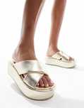 Asos Design 38 Złote Klapki Na Platformie Thunder R13077