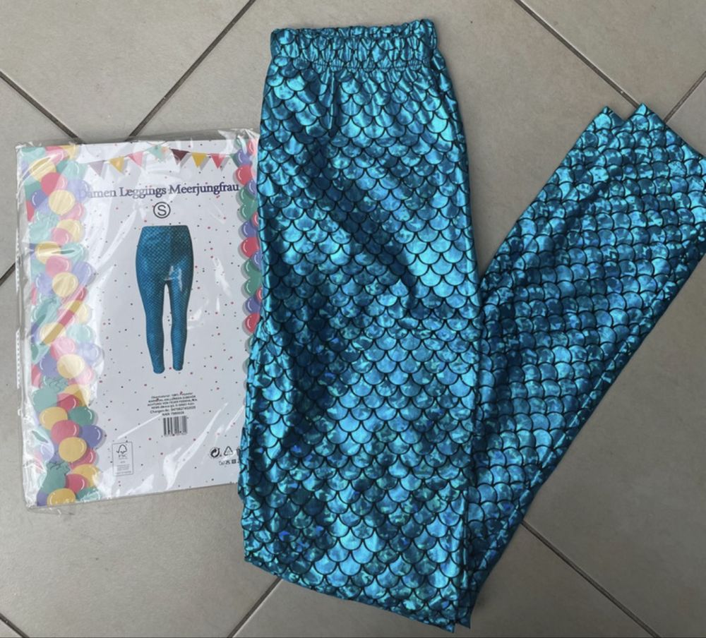 Kostium stroj dodatek Legginsy holograficzne roz.S mermaid disco lata