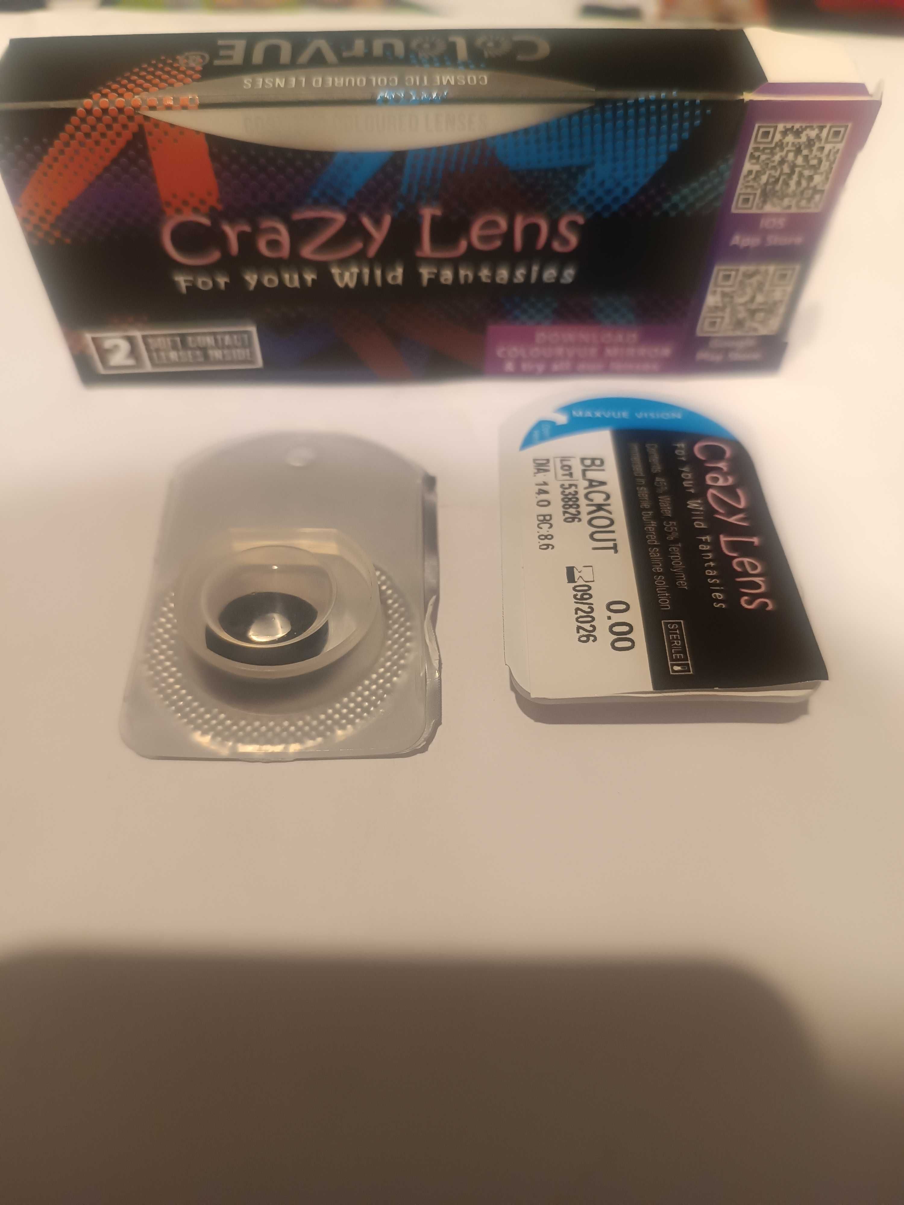 Soczewki kontaktowe kolorowe Crazy Lens Blackout 0.00