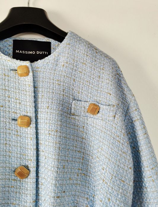 Marynarka Massimo dutti Studio 38 M błękitna niebieska tweedowa