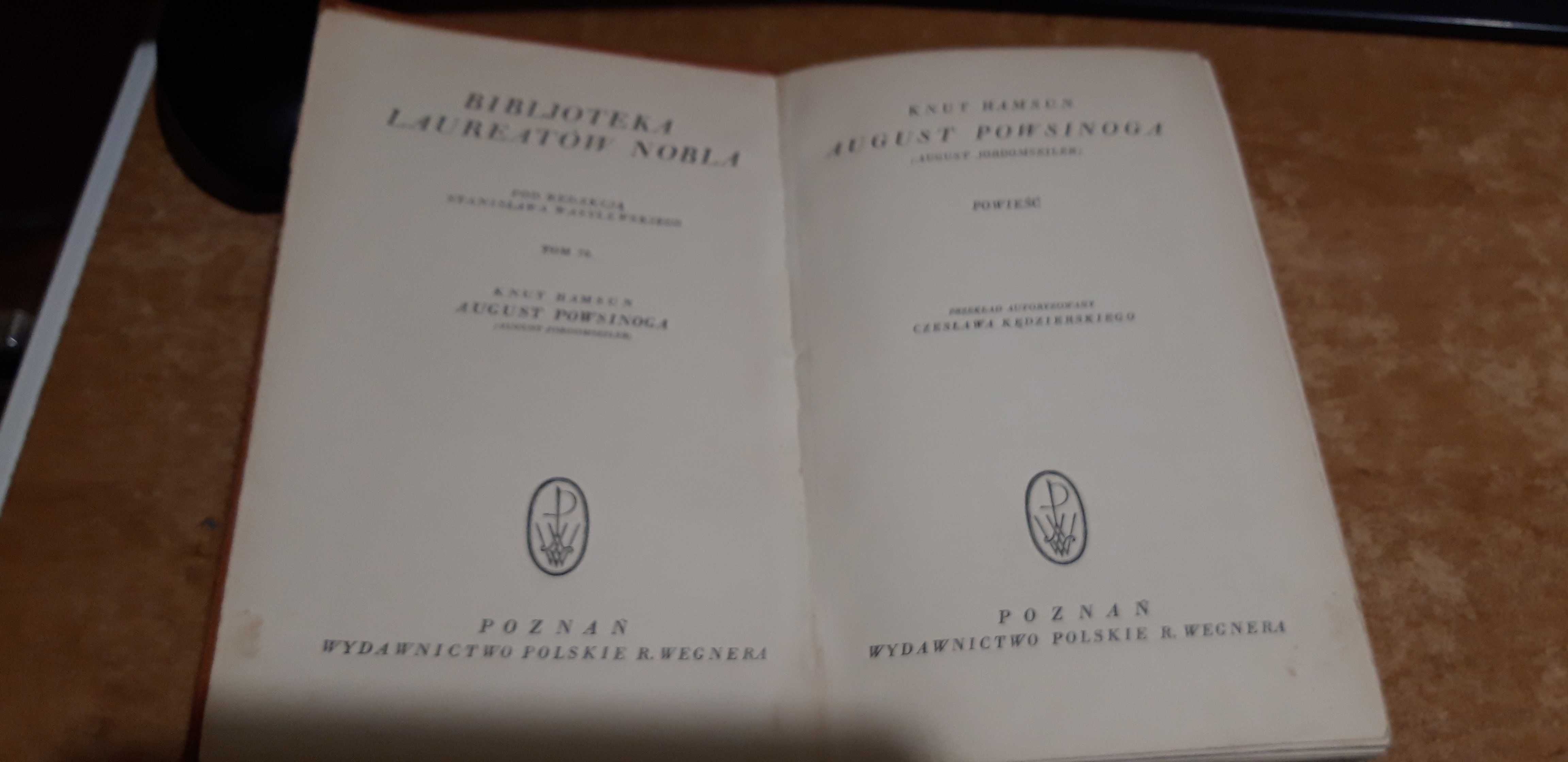 Hamsun - August  Powsinoga -P-ń-1931, opr, Bibl. L. Nobla  pierwodruk
