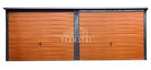GARAŻ BLASZANY 6m x 6m spad tył - 2x Brama - złoty dąb TS222  6x6