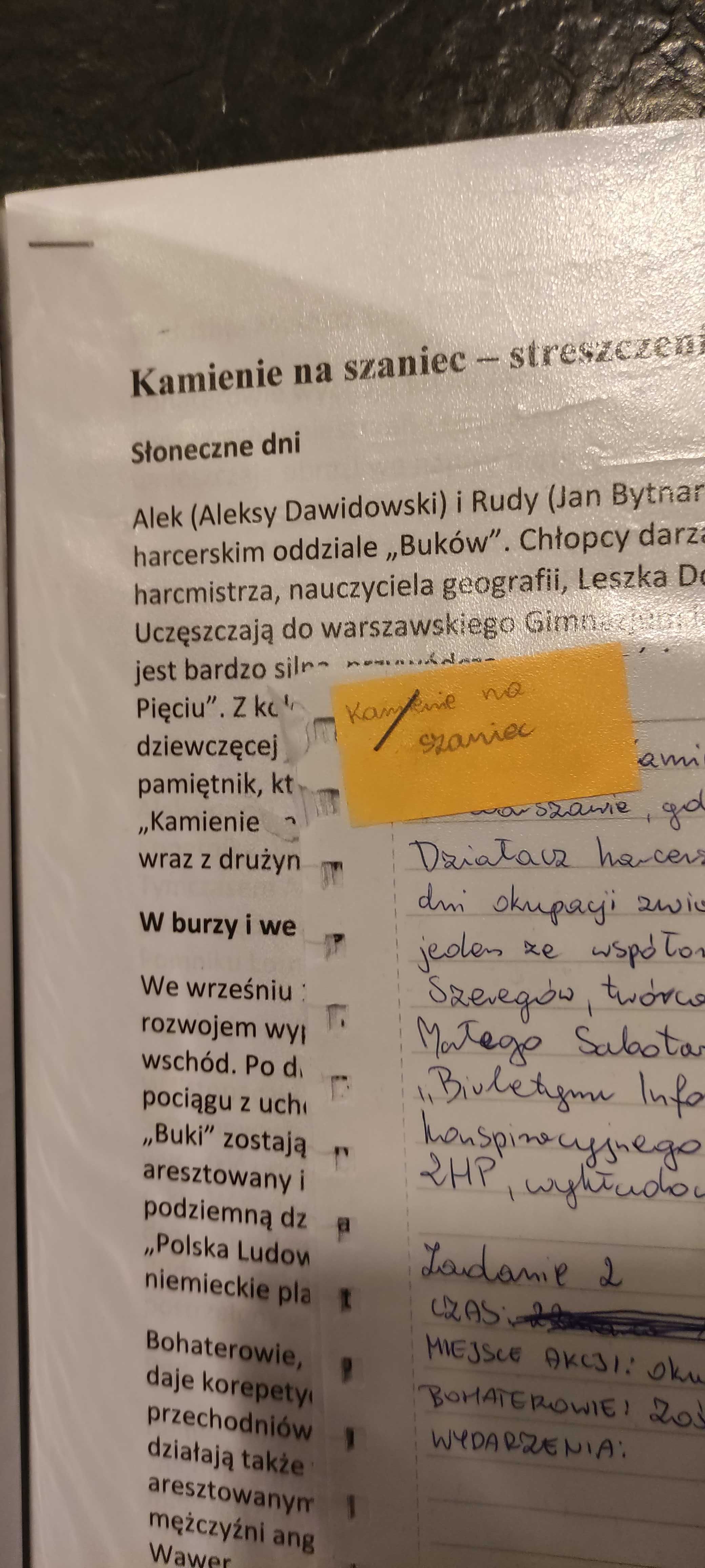 Odddam wydruki streszczeń kilku lektur w SP