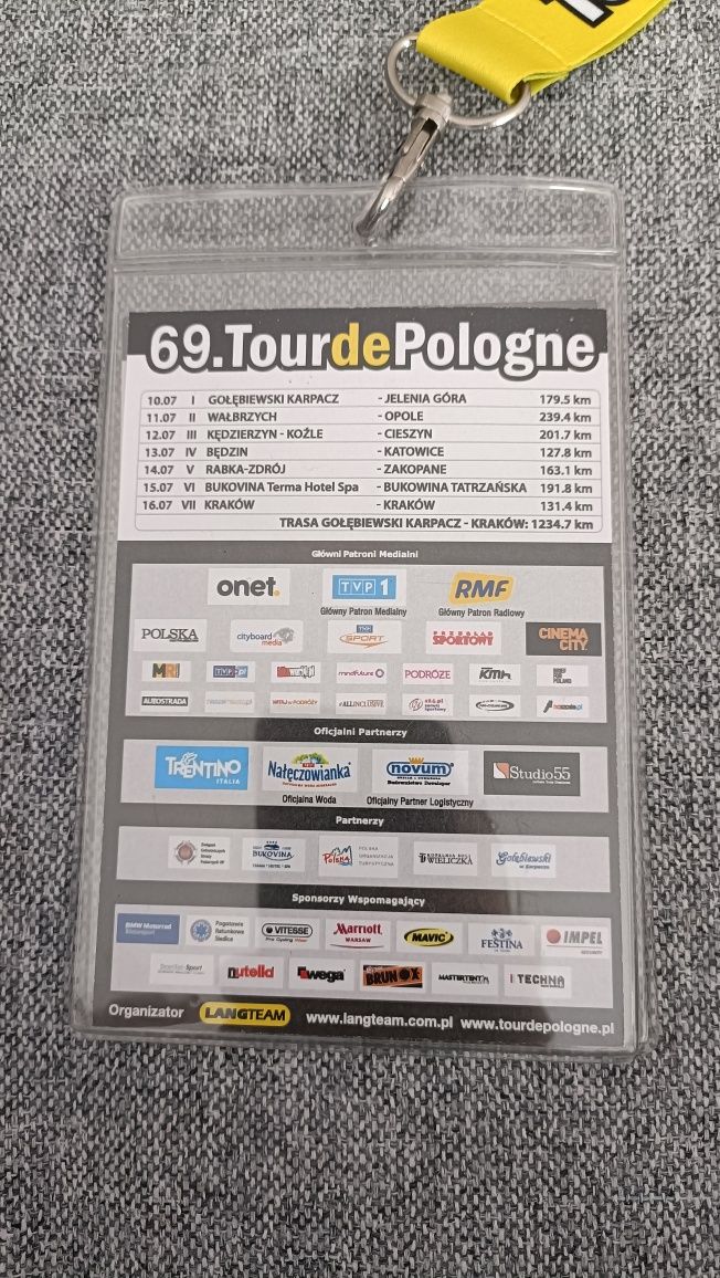 Tour de Pologne identyfikator komitet etapowy Lang Team.