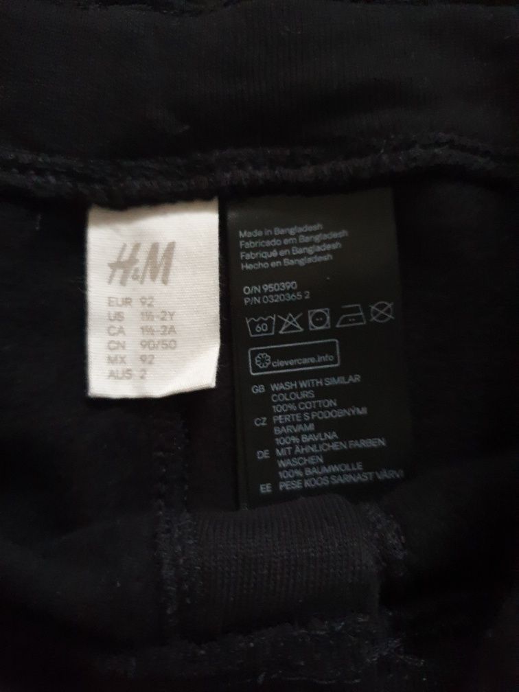 Spodnie czarne dla chłopca H&M rozmiar 92