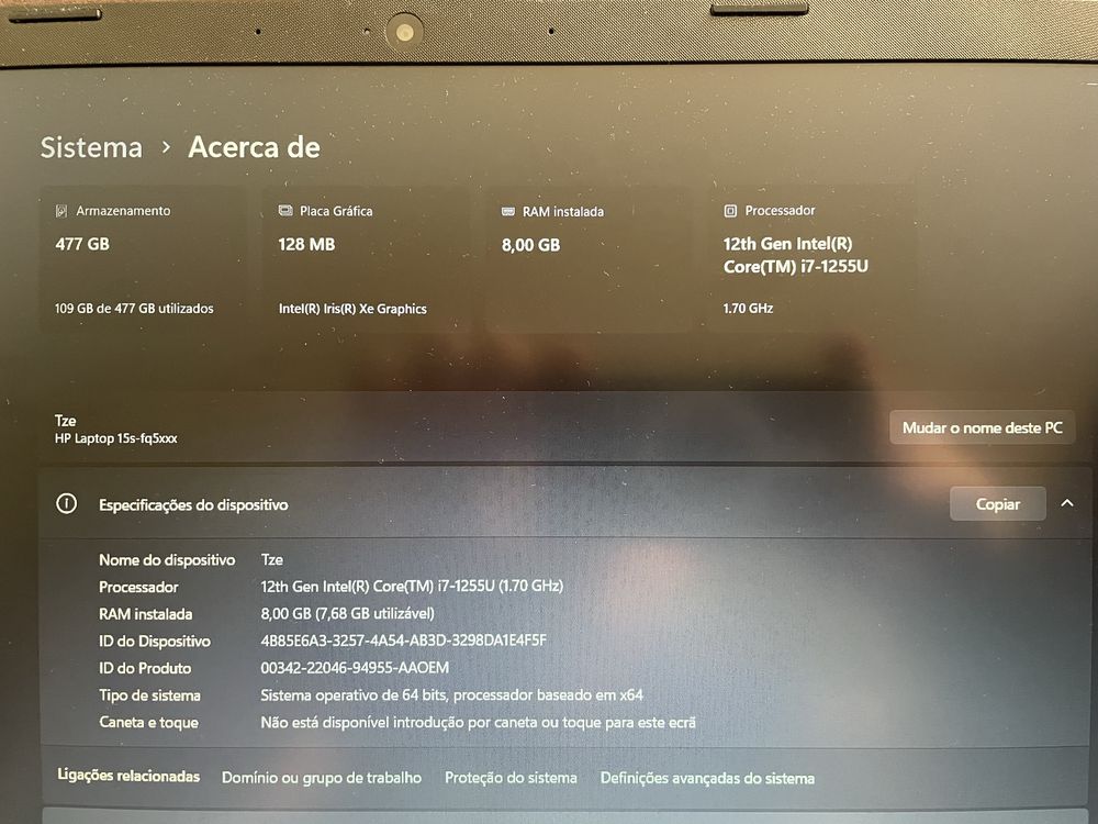 Portatil HP i7 - 15s-fq5008np