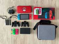 Nintendo Switch v2, duży zestaw, 4 joycony, karta 128GB, walizeczka