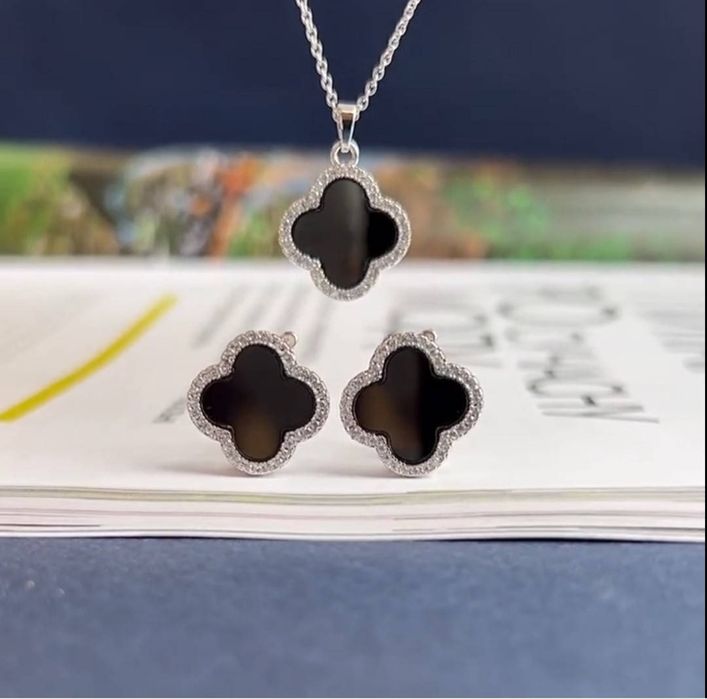 Набор клевер серьги и подвеска на шею