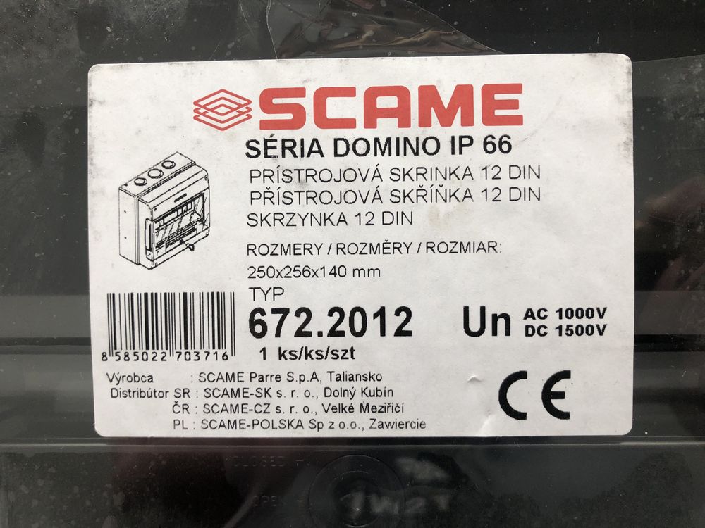 Rozdzielnia elektryczna ip 66 scame 12 modułowa