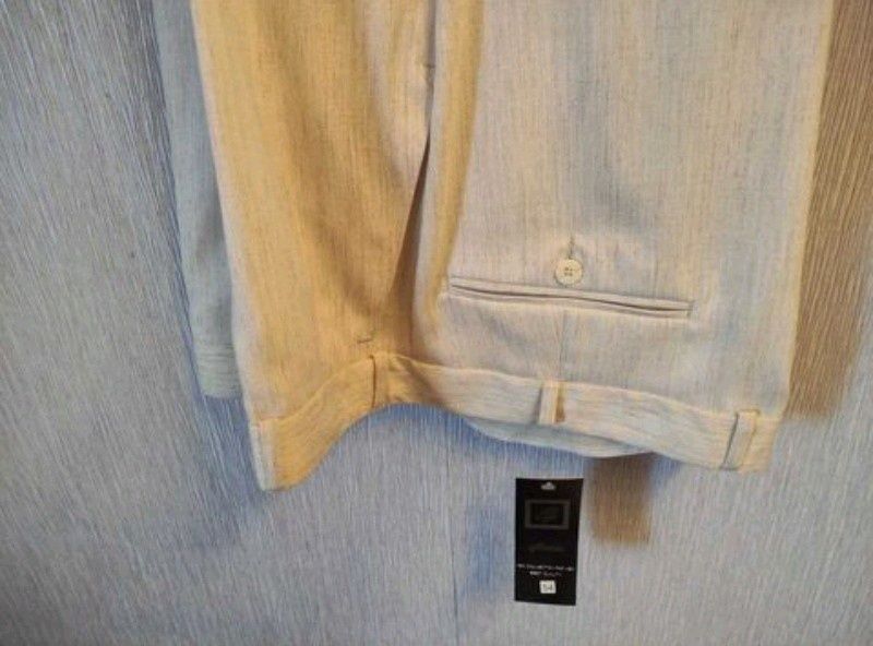 Классические светлые мужские брюки, лен (размер 50)
