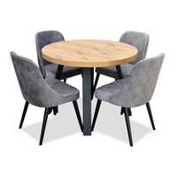 Stół dębowy okrągły LOFT-S7 dąb   krzesła tapicerowane wysyłka 24 godz
