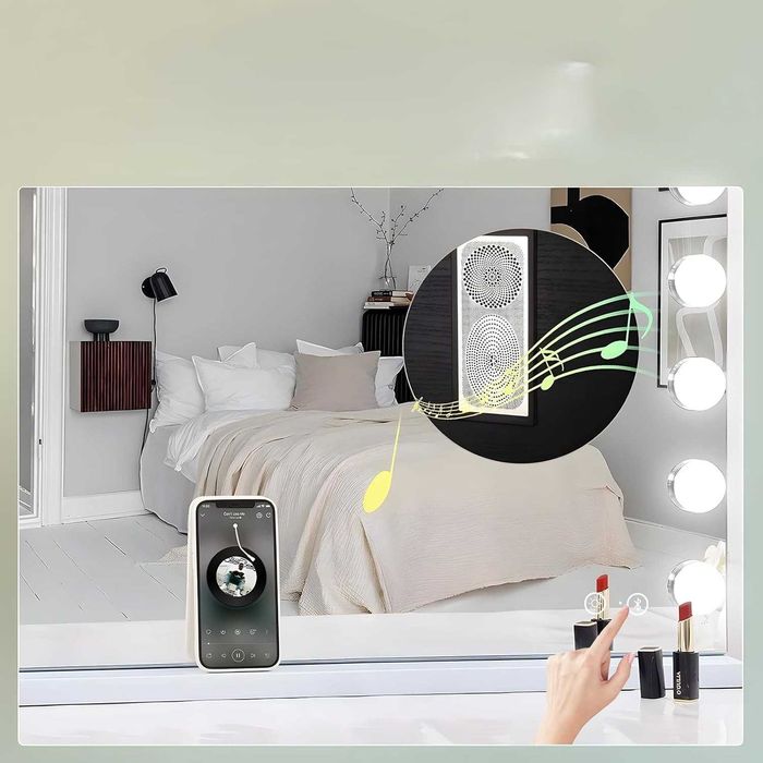 Lustro Hollywood 80x60 LED Bluetooth 3 tryby USB ściemniane