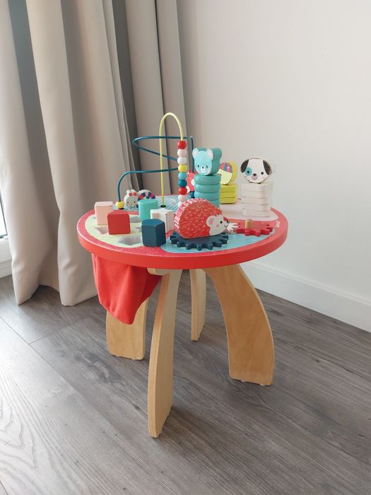 Drewniany stolik edukacyjny Janod Baby forest leśne zwierzątka