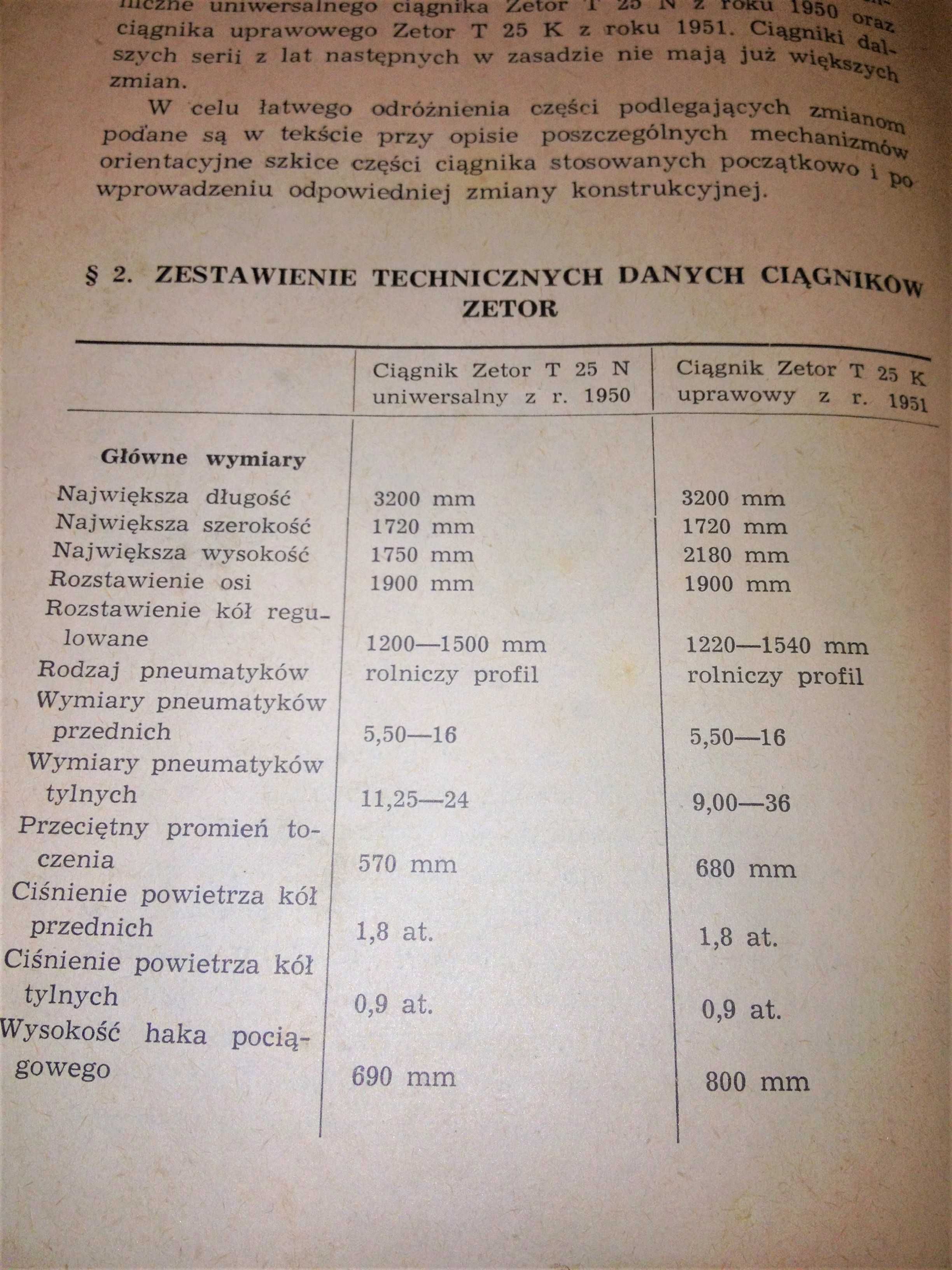 Zetor 25 instrukcja obsługi z 1960 roku nie Ursus C-325, C-328