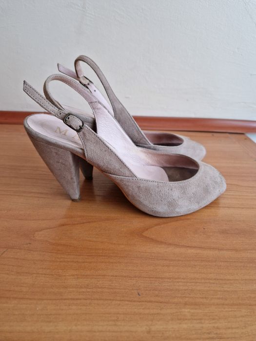 Sandałki zamszowe szaro-beżowe - Marian 37