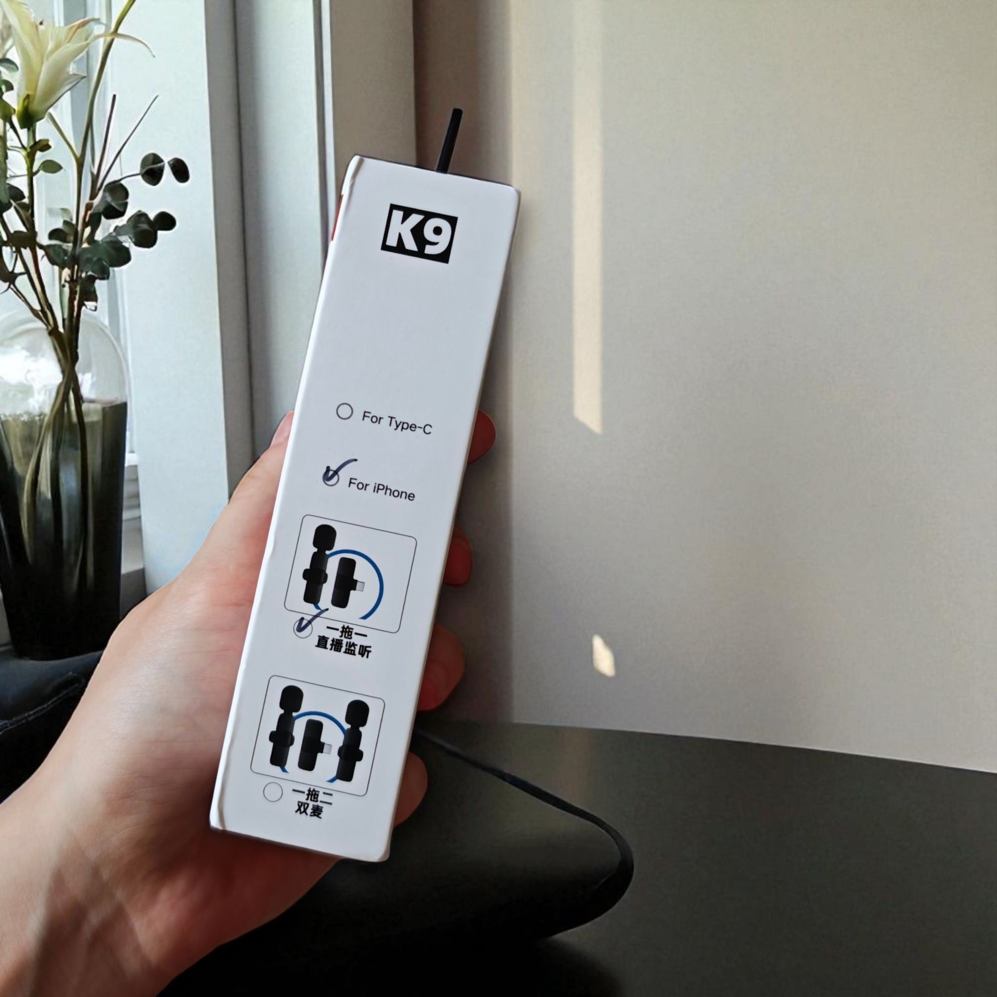 Mini mikrofon bezprzewodowy K9 do iPhone Bluetooth czarny