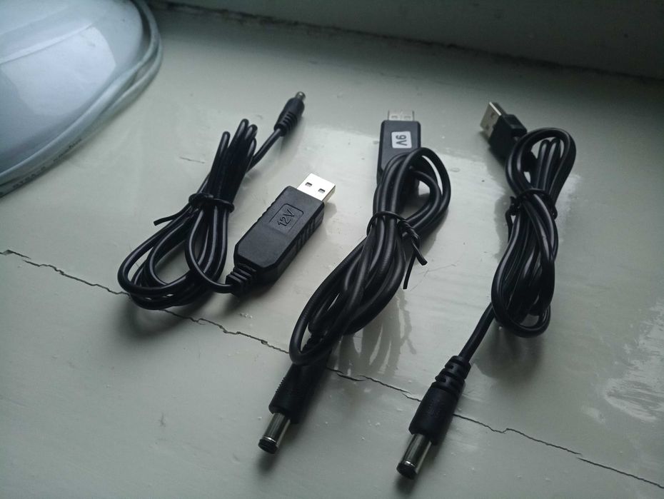 Кабель для роутера/повербанка USB DC 5V в 5V/9V/12V DC 5.5x2.1/5.5x2.5