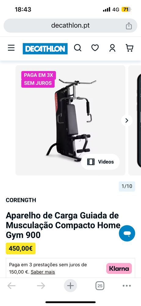 Maquina de Carga Guiada de Musculação Compacto Home Gym 900
