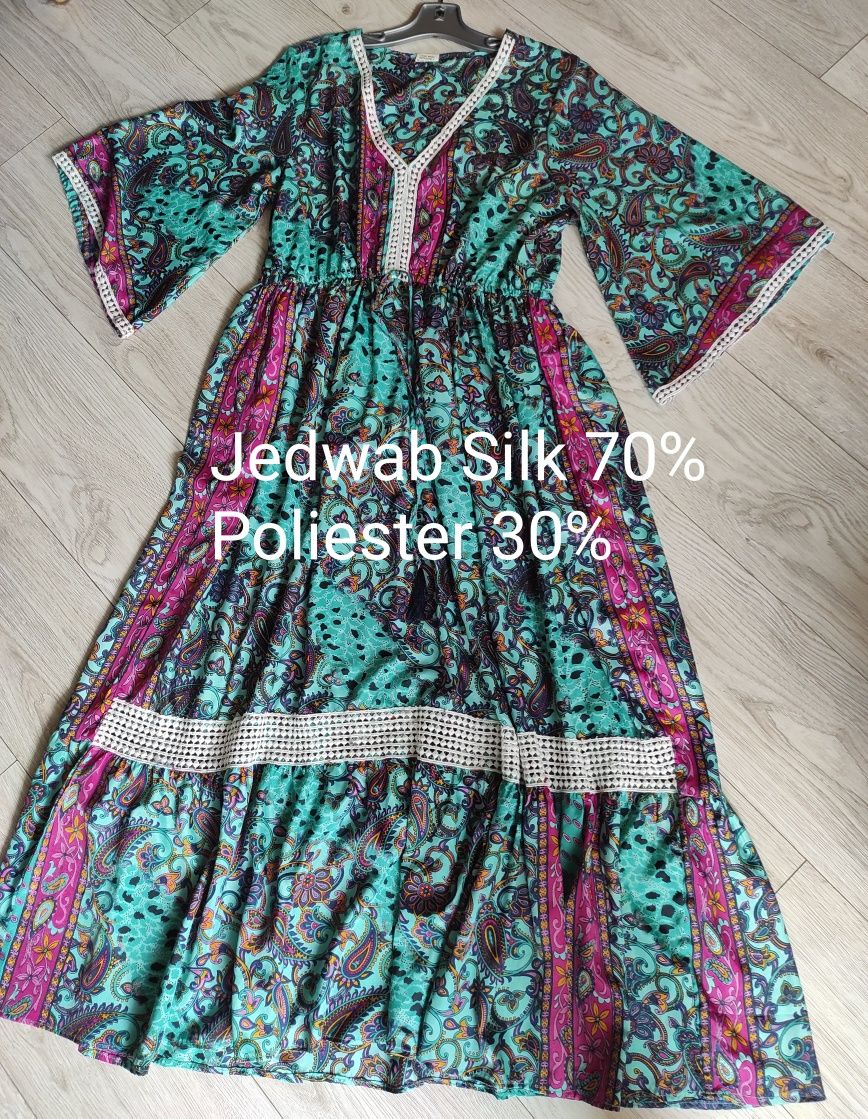 Sukienka Boho Silk Jedwab rozmiar L -XL