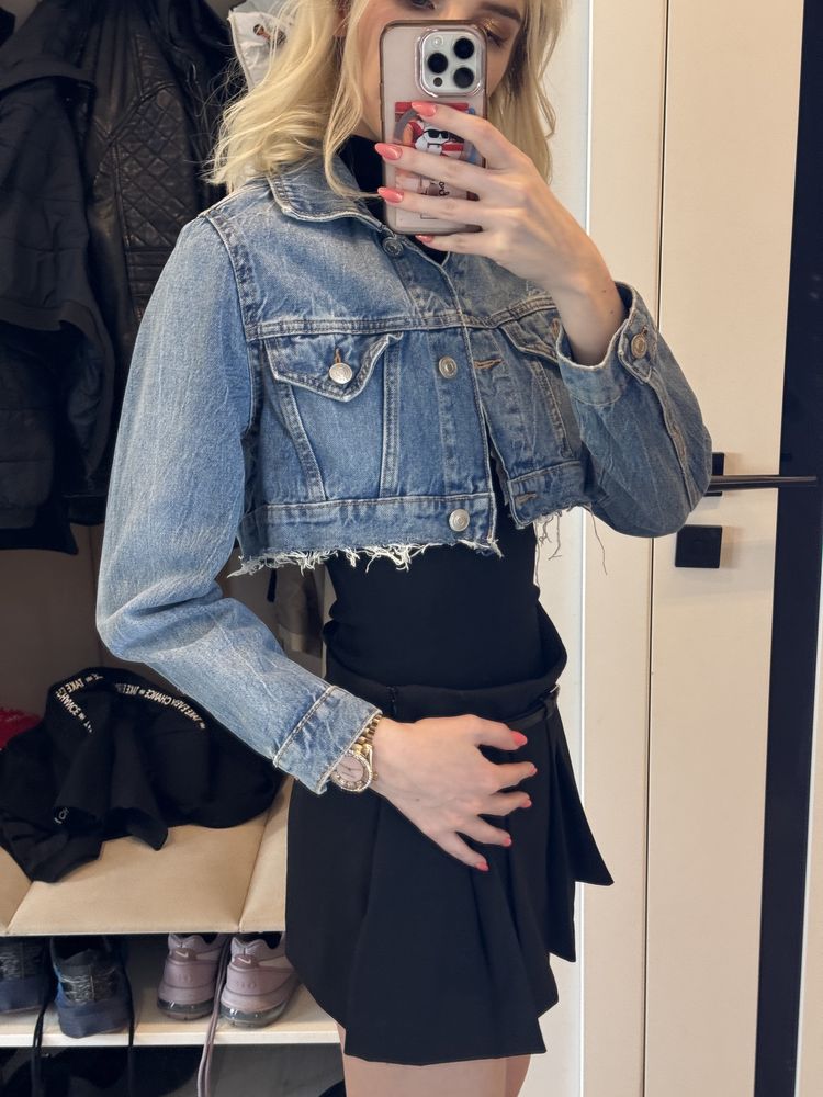 Krótka kurtka jeansowa stradivarius xs