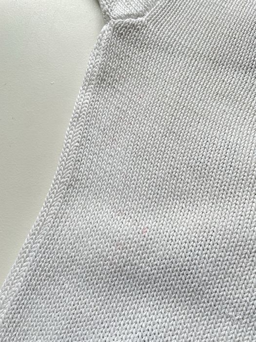 Vintage oversize sweter dziergany biały z naszytym wzorem retro