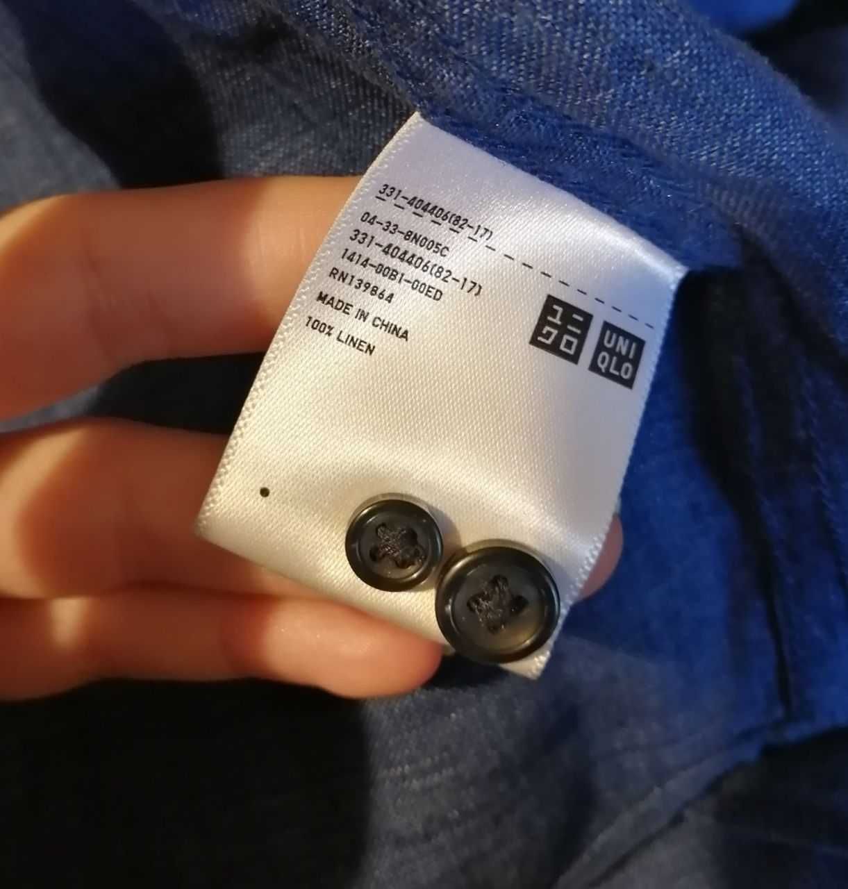 Рубашка Uniqlo,лён,льняная, льняна, XS, мужская женская сорочка