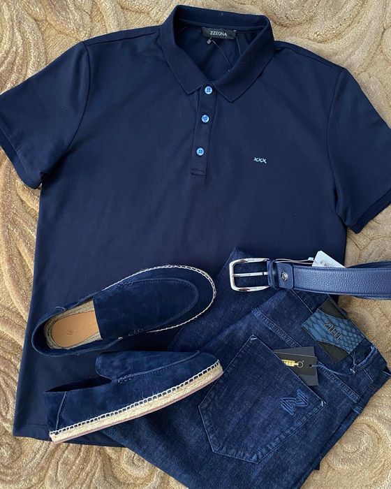 Поло фурболка Zegna чоловіче сине