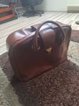 Skórzana torba walizka retro vintage 50x36x16 PRL brązowa