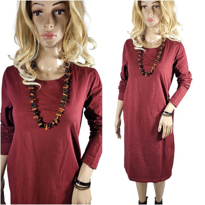 Nowa bordowa bawełniana ciążowa sukienka 36,S/38,M BonPrix Mama BPC