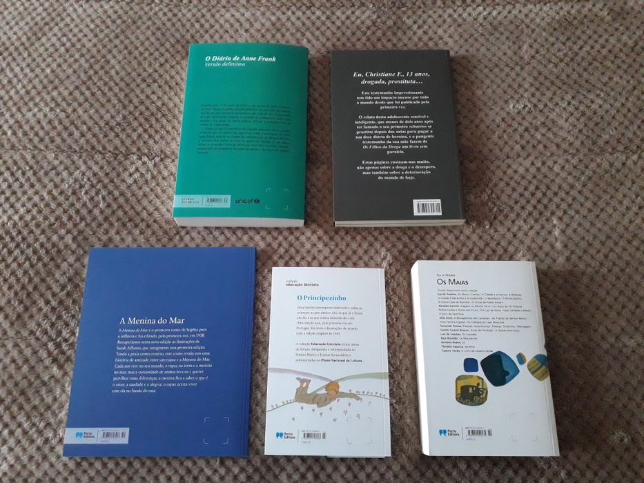 Livros novos Os filhos da droga, O diário de Anne Frank, O Principezin