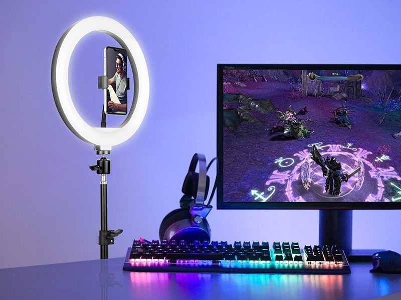 NOWA LAMPA Pierścieniowa LED RING 30cm SELFIE TikTok + STATYW 220cm