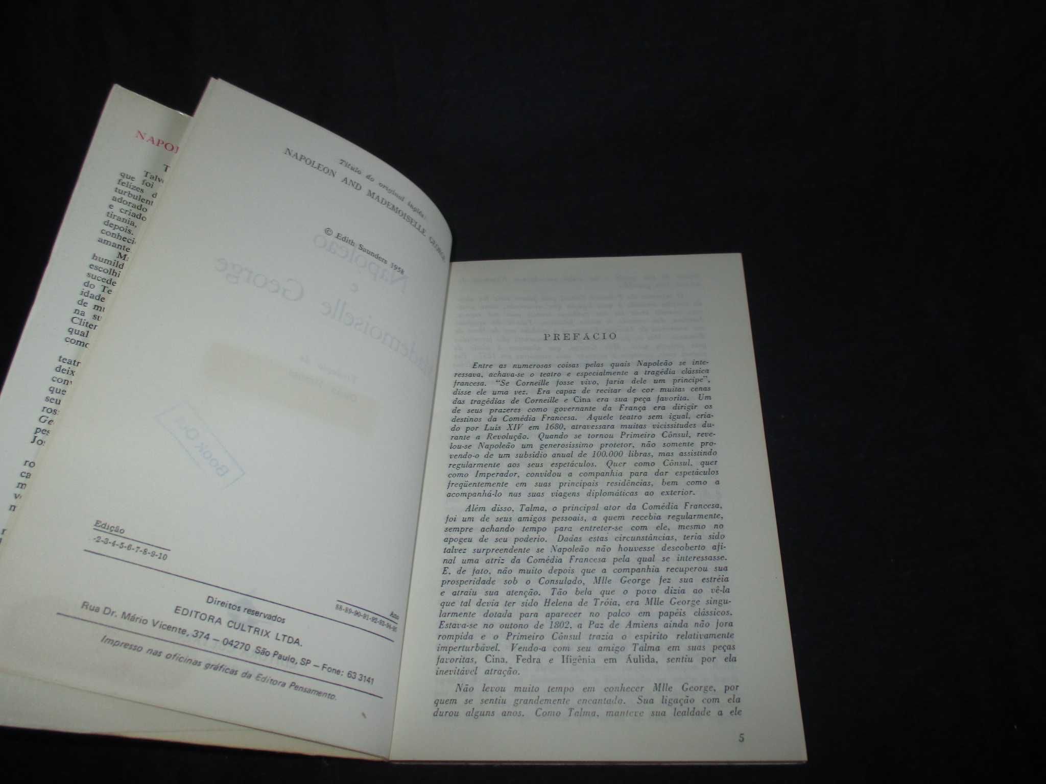 Livro Napoleão e Mademoiselle George Edith Saunders