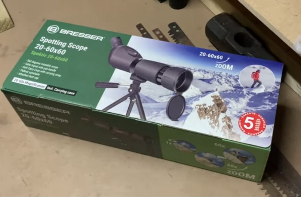 Telescópio 20-60x60 com bolsa tripe e suporte para telemovel