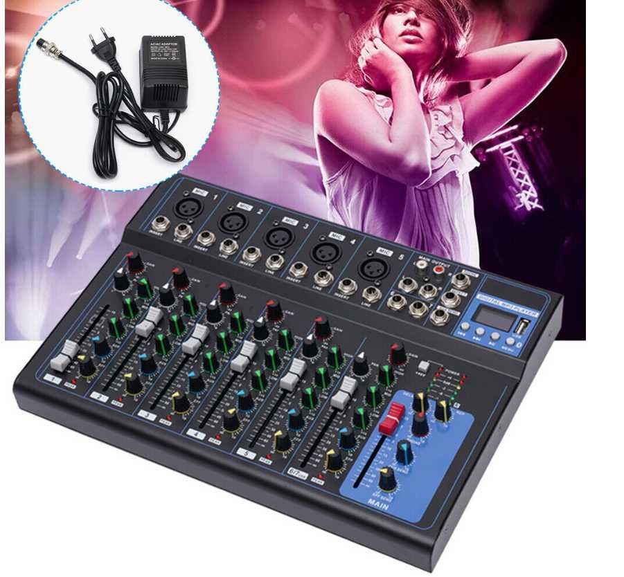 Nowy 7-kanałowy Live Audio USB Bluetooth Mixer Audio *PROMOCJA*