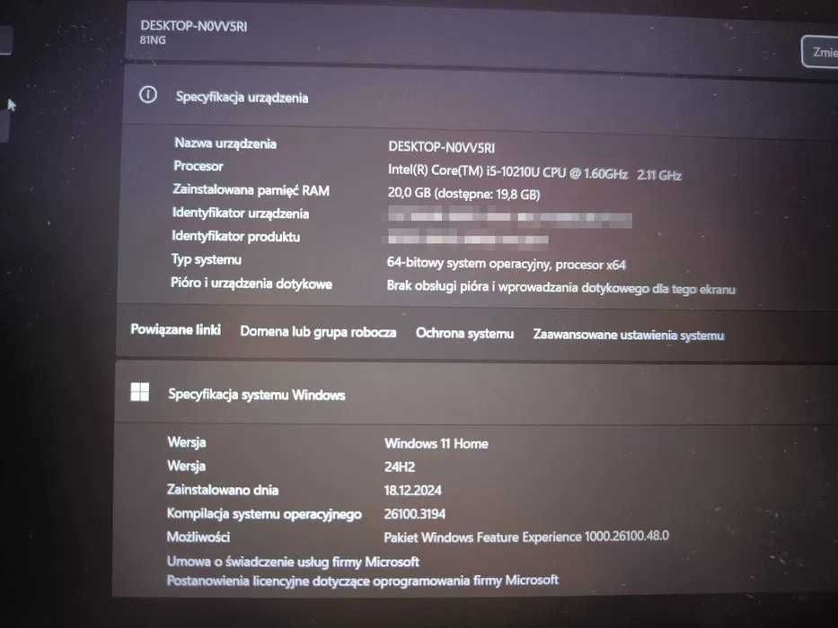 Laptop Lenovo IdeaPad S540-15IML IntelCore i5 i5-10210U 20GB RAM 500GB