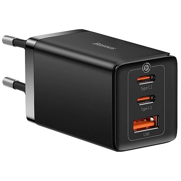 Szybka ładowarka sieciowa GaN 2xUSB C 1xUSB 65W Baseus GaN5 Pro + kabe