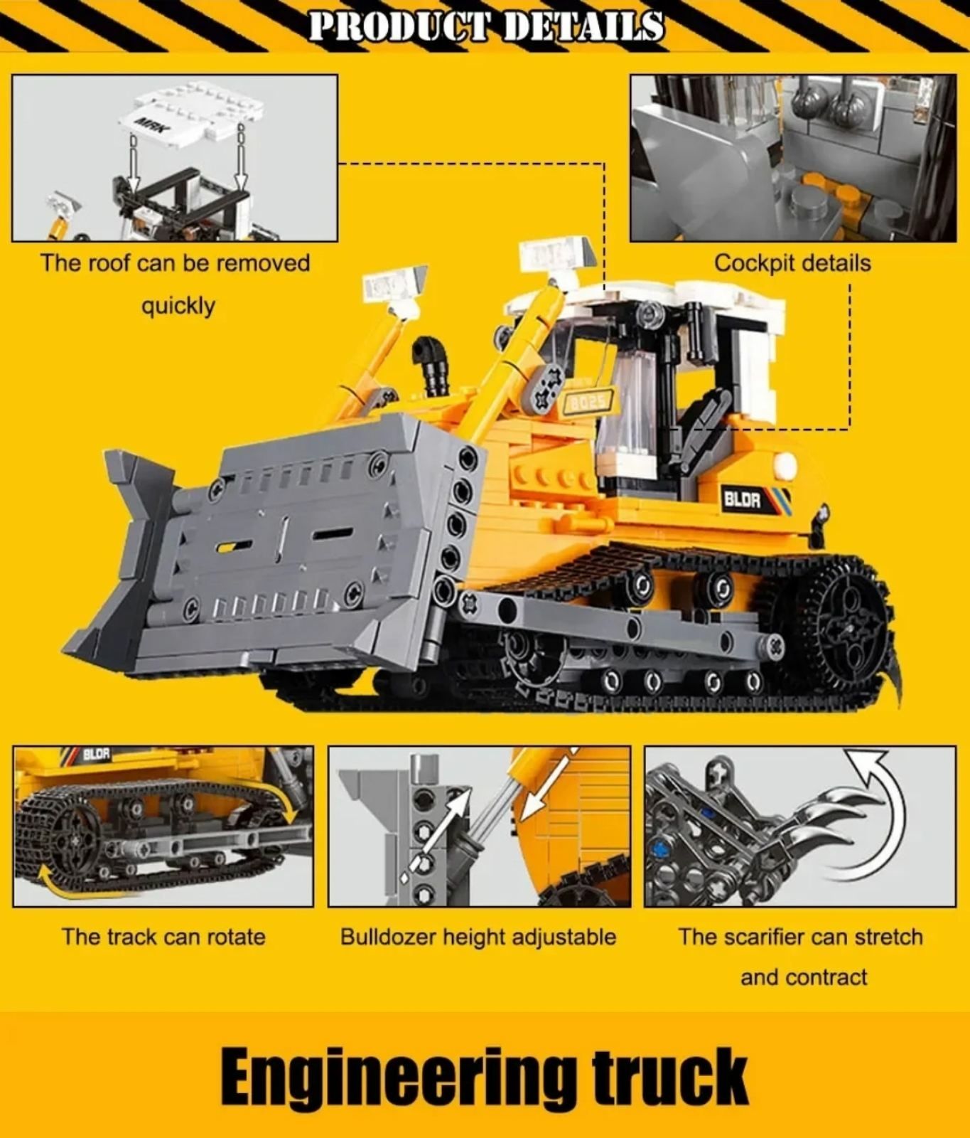 Конструктор детский бульдозер трактор 703 шт Лего техника строительная