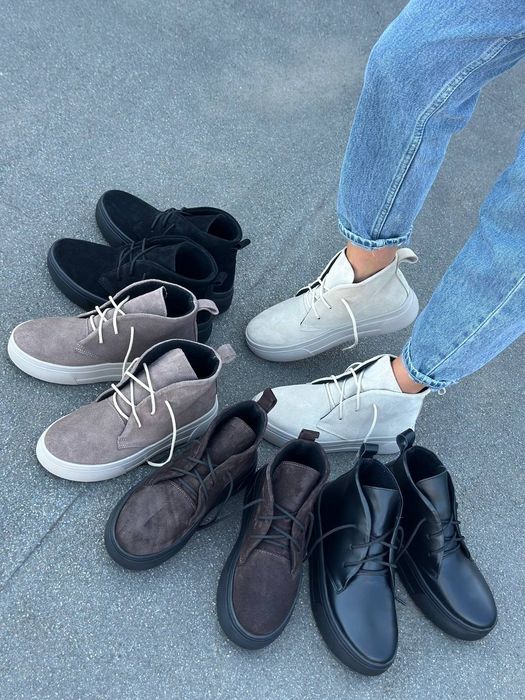 Жіночі шкіряні демісезонні черевики в кольорах