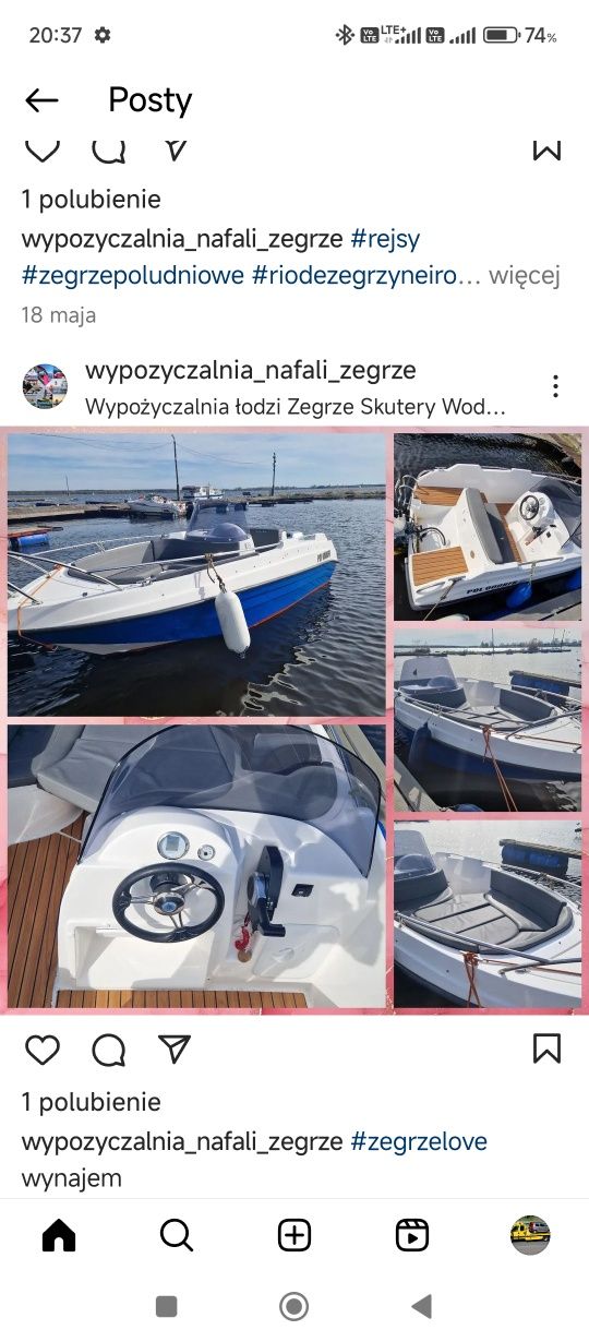 Wypożyczalnia motorówek Bez patentu Zegrze