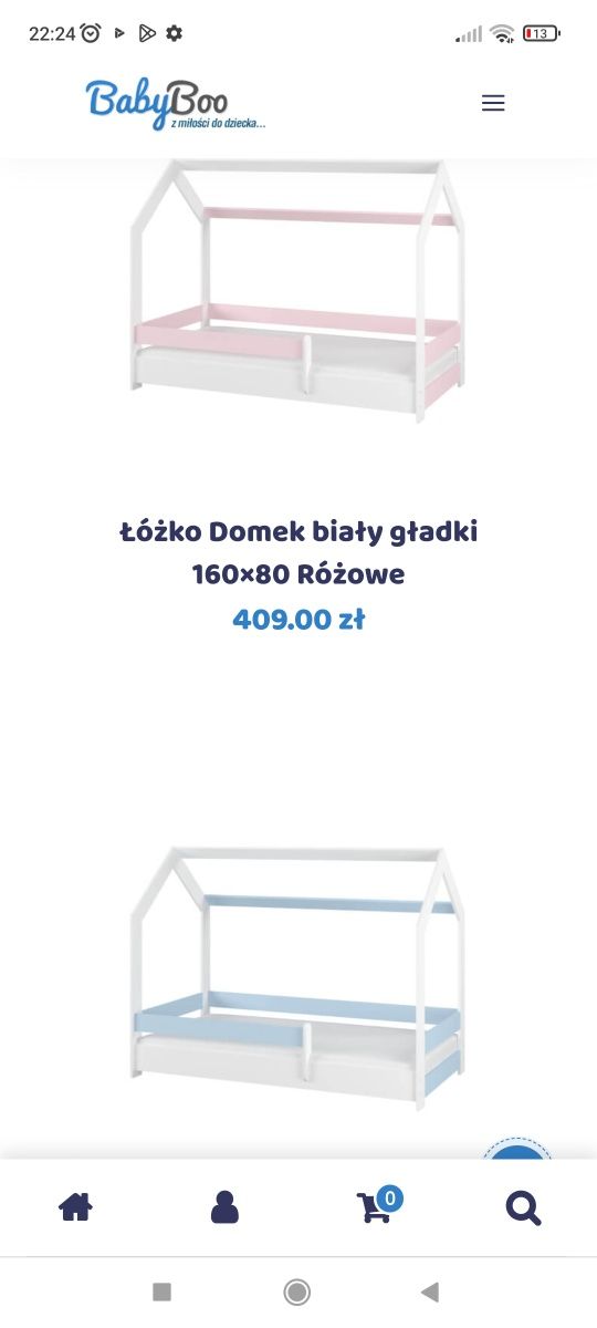 Łóżeczko dla dziecka, domek różowe łóżko babyboo nowe w karton 160x80