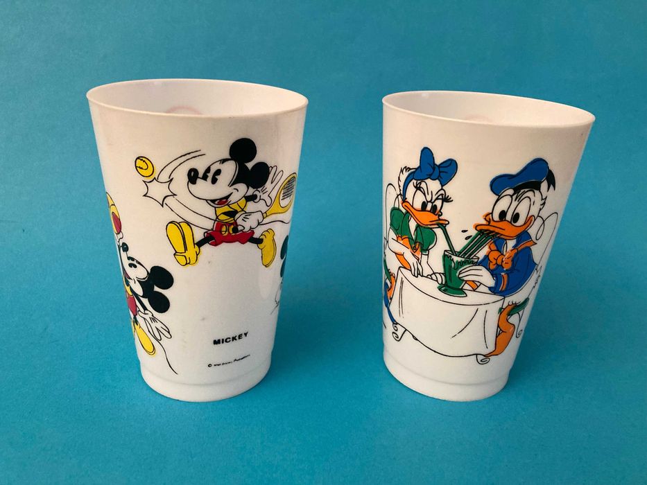 Raro Lote de 2 Copos Disney Brindes Sprite e Coca-Cola Anos 80