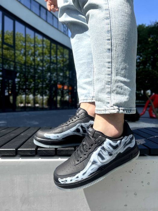 Мужские кроссовки Nike Air Force Low Skeleton QS black. Размеры 41-45
