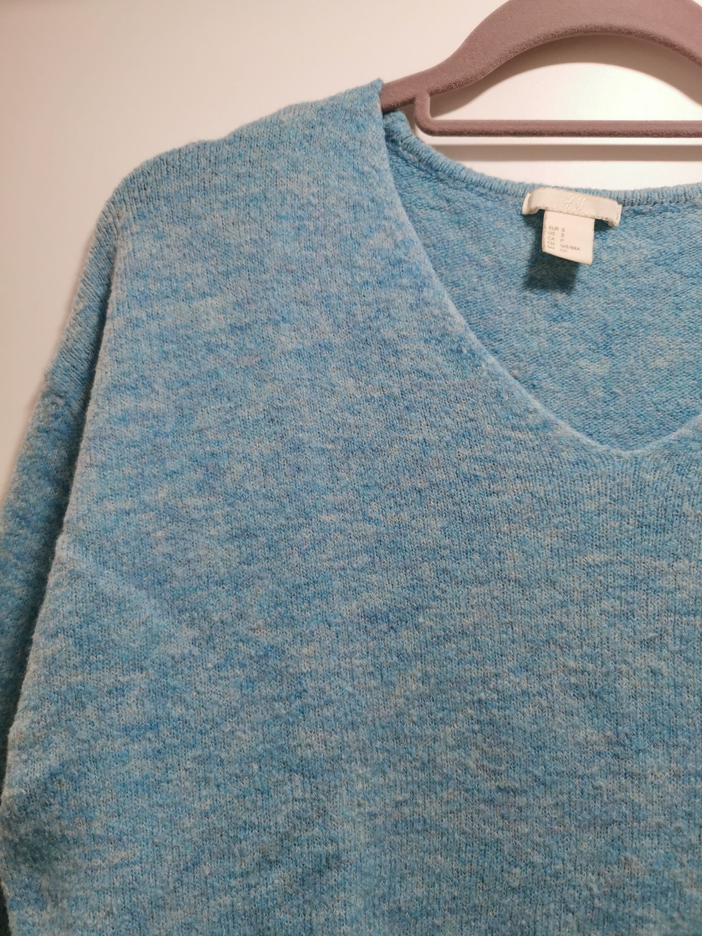 Sweter H&M oversize niebieski baby blue