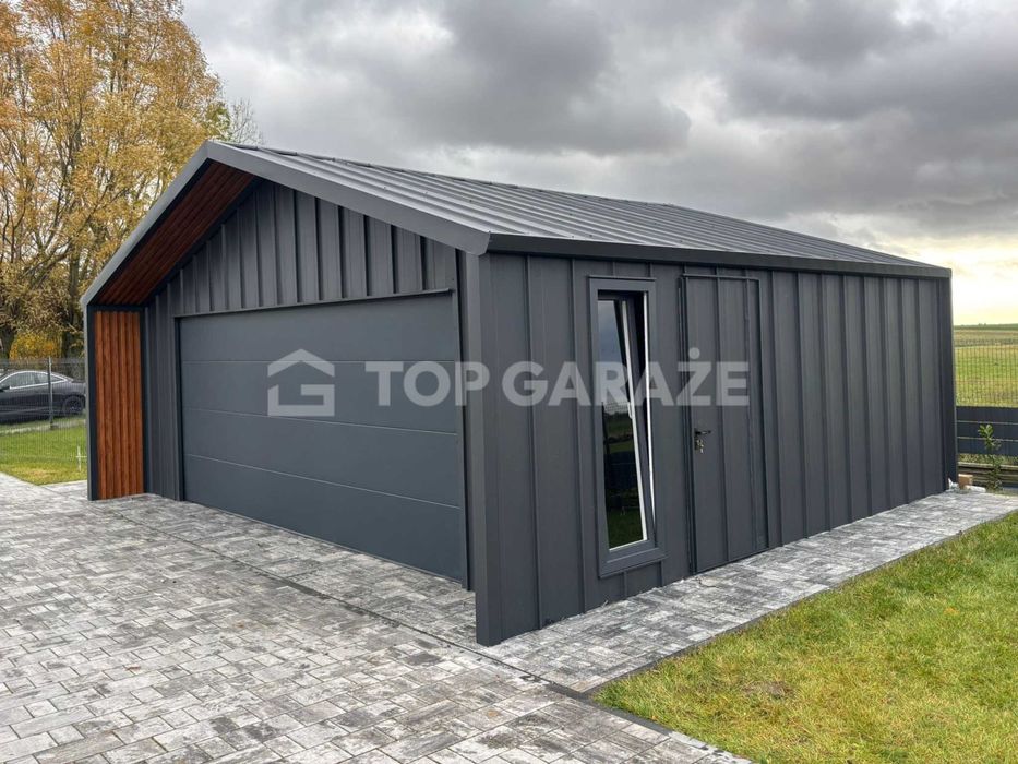 Garaż dwustanowiskowy blaszany NA RĄBEK brama segmentowa garaz 7x5,5m