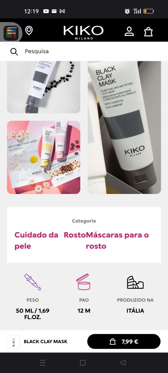 Máscara facial da kiko