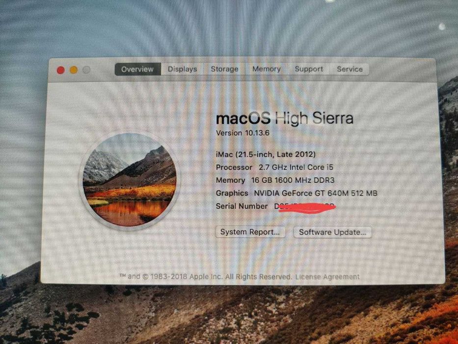 Apple iMac 21,5' Core i5 2.7GHz /16GB/SSD 256GB/GeForce 640M 512MB