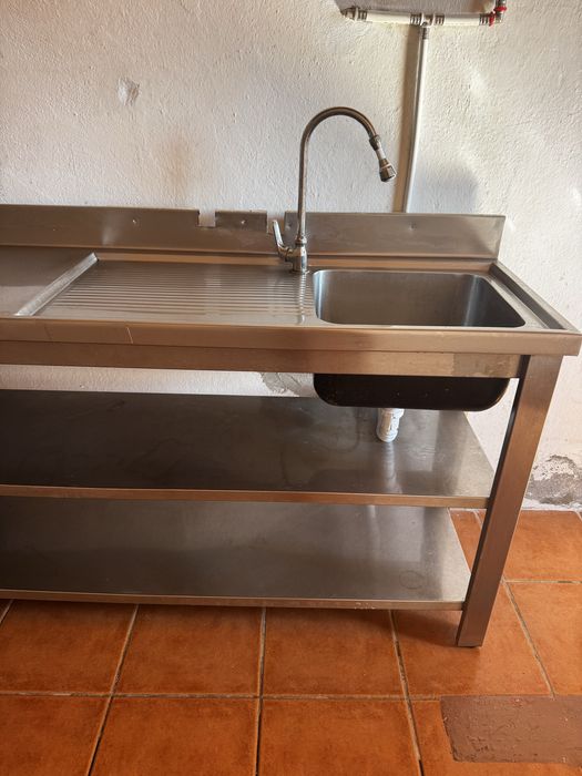 Bancada de inox tripla