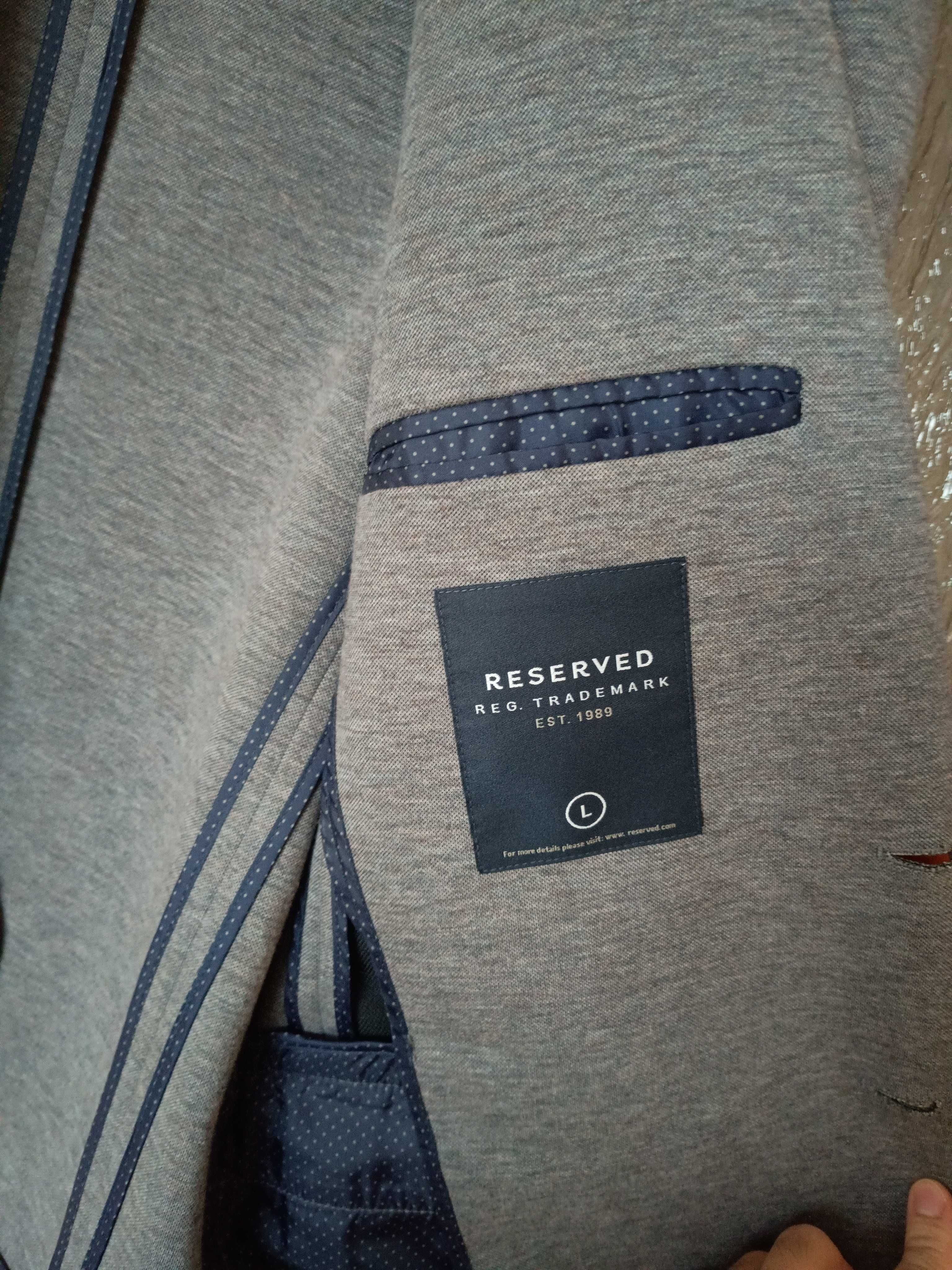 RESERVED Marynarka męska L młodzieżowa CASUAL slim fit szara JAKOŚĆ
