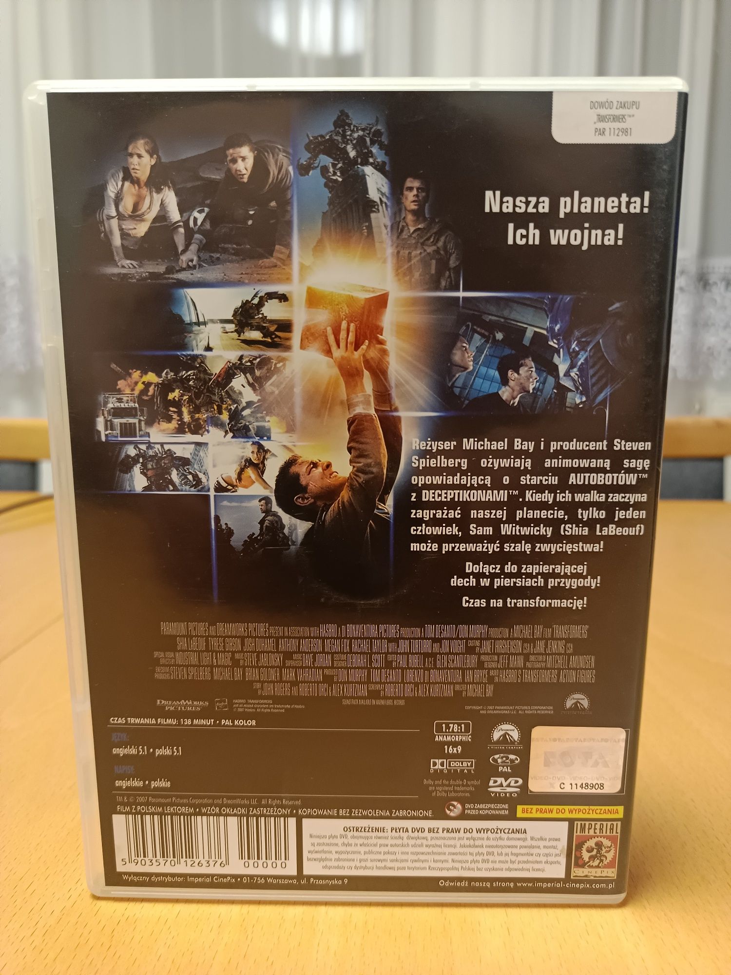 Transformers film DVD polski lektor