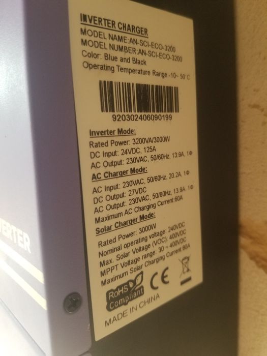 Гібридний інвертор 3 кіловата контролер заряда сонячних 3000 ват чисти